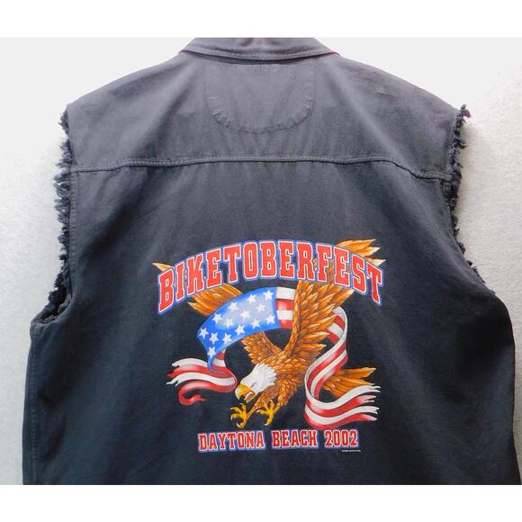 Vintage Harley Davidson Cut Off Sleeve Jean Shirt Biketoberfest 2002 XL - Picture 10 of 11
